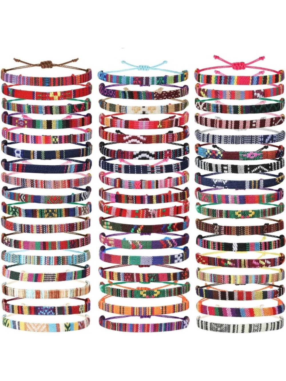 50 Pcs Boho Surfer Bracelets Set - Waterproof Adjustable Beach Jewelry for